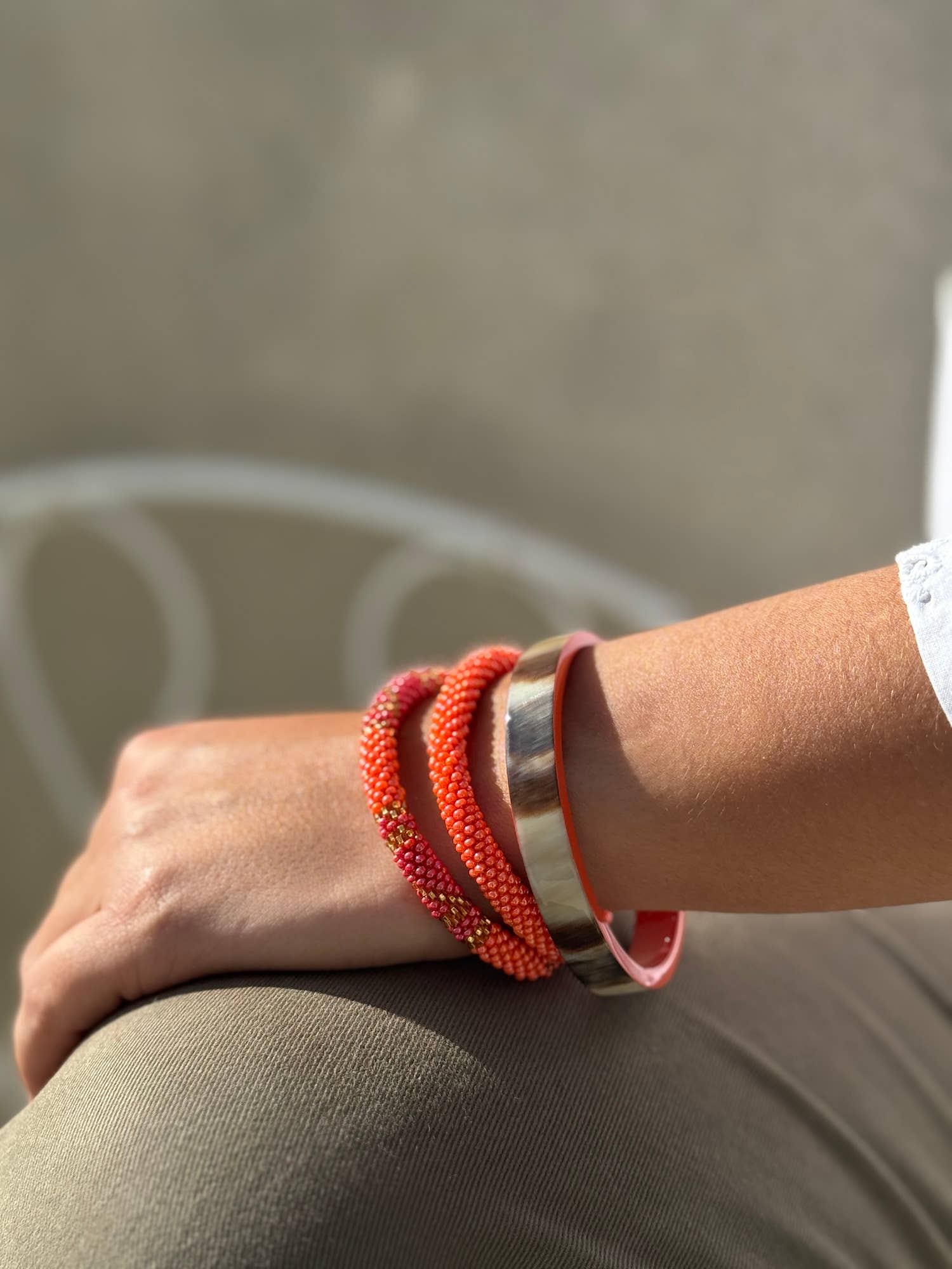 Bracelet népalais B113 Orange Corail - DupontDupont
