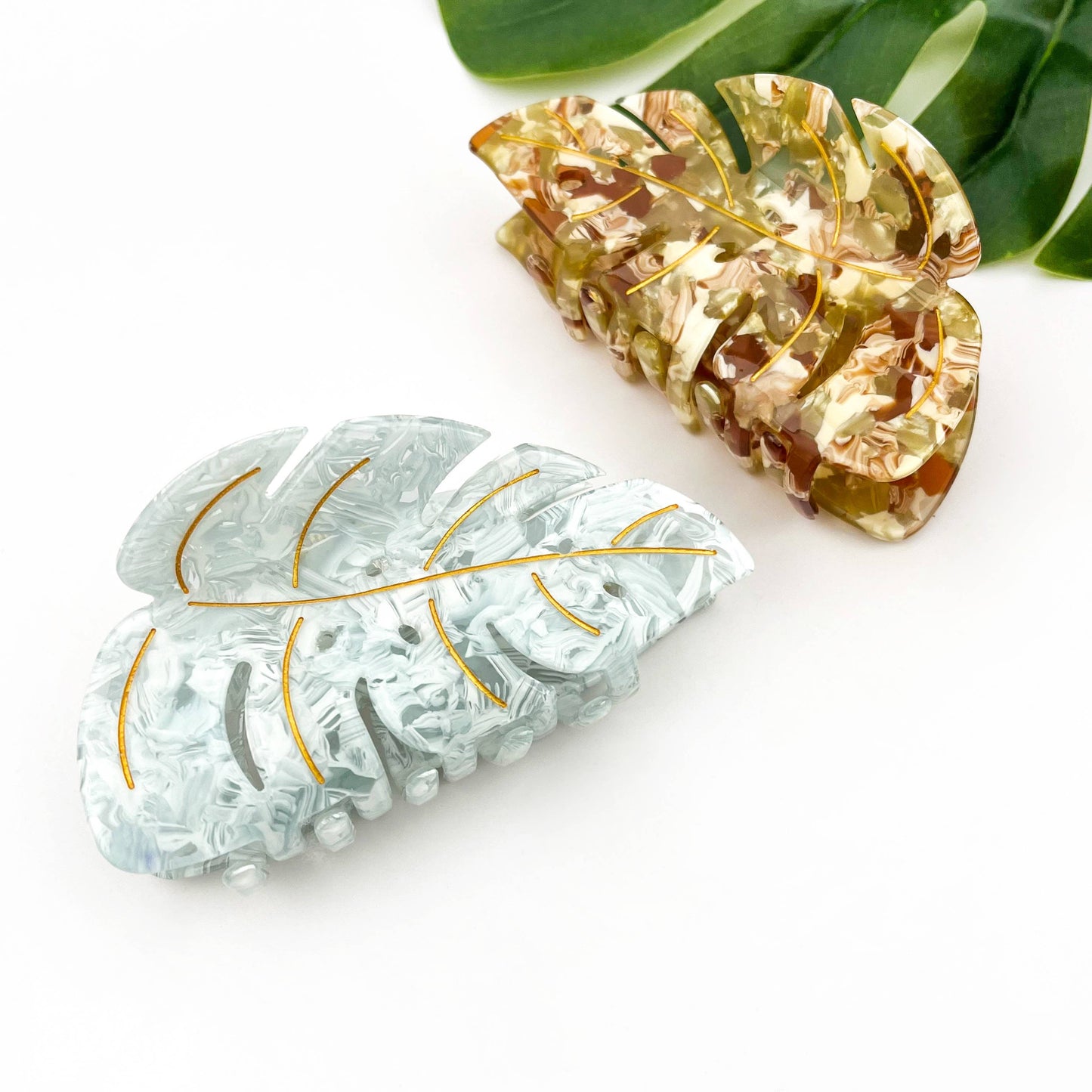 Pince à cheveux feuille monstera