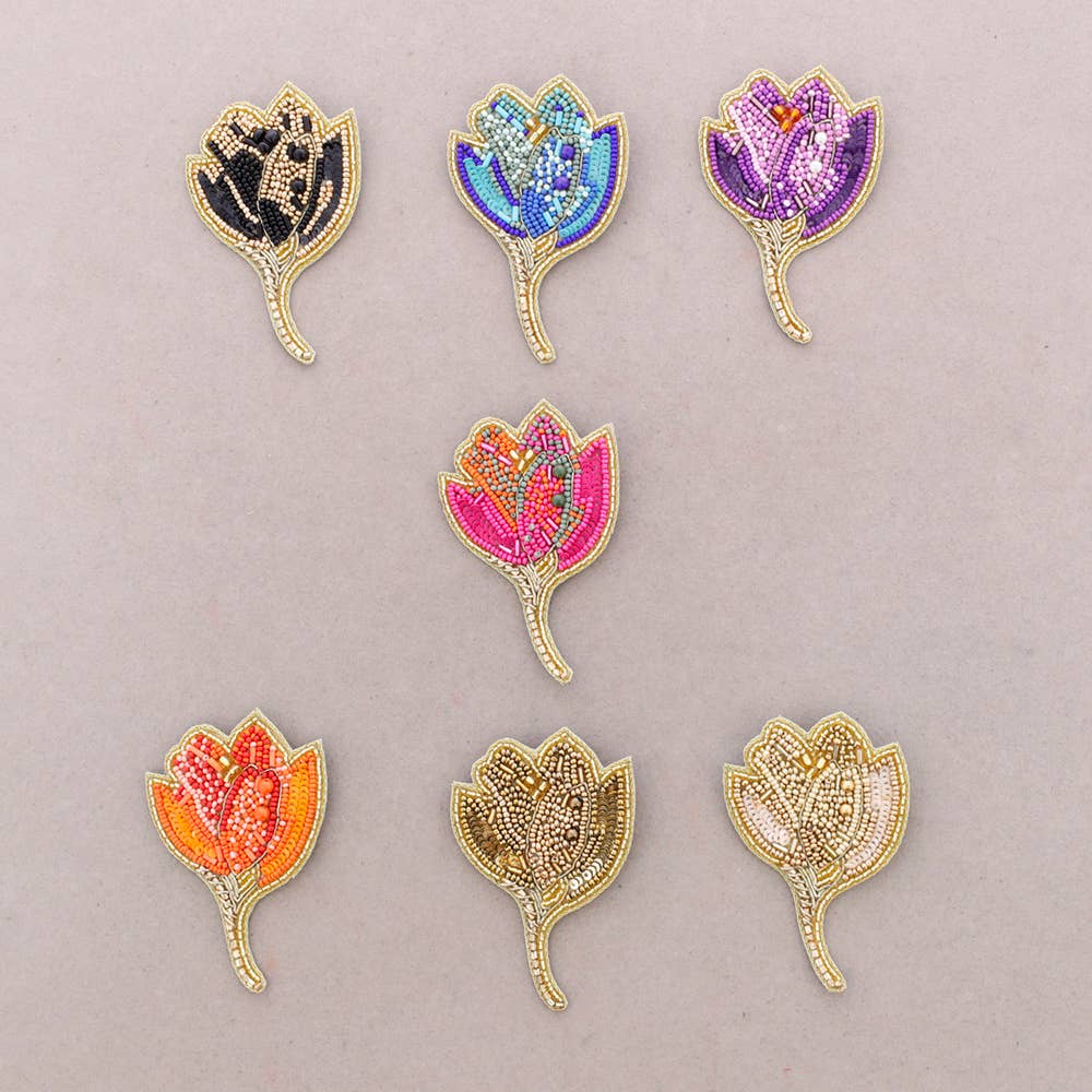 Broche Fleur Perles: Dorado