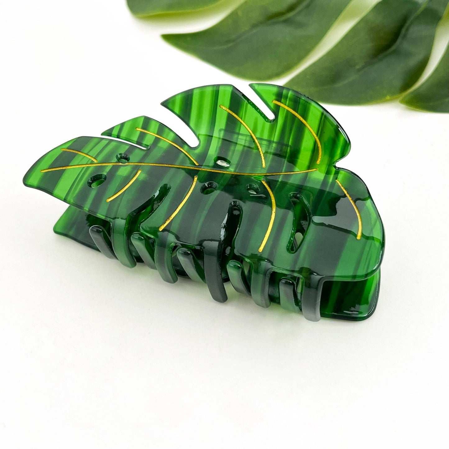 Pince à cheveux feuille monstera