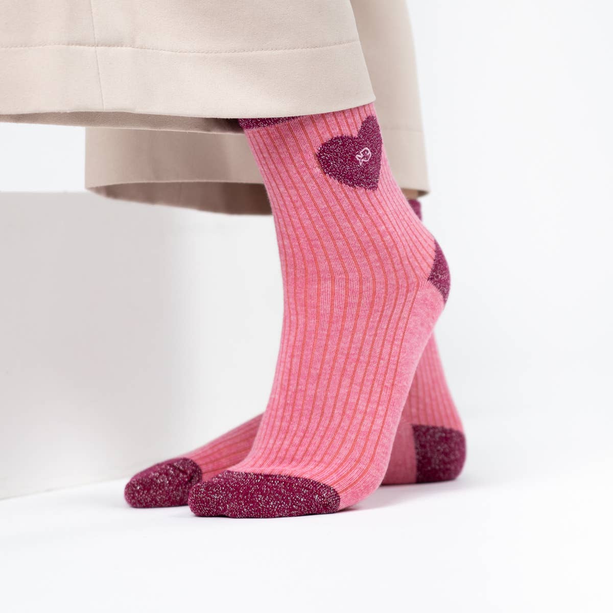 Chaussettes coeur - Rose