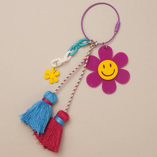 Breloque de sac porte-clés Happy Face