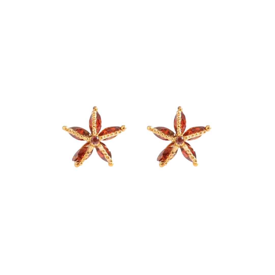 Boucles d’oreilles étoile de mer brillante: Rouge / Doré - DupontDupont