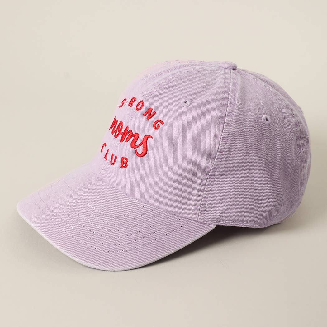 Casquette coton brodée "Strong Moms Club" Rose