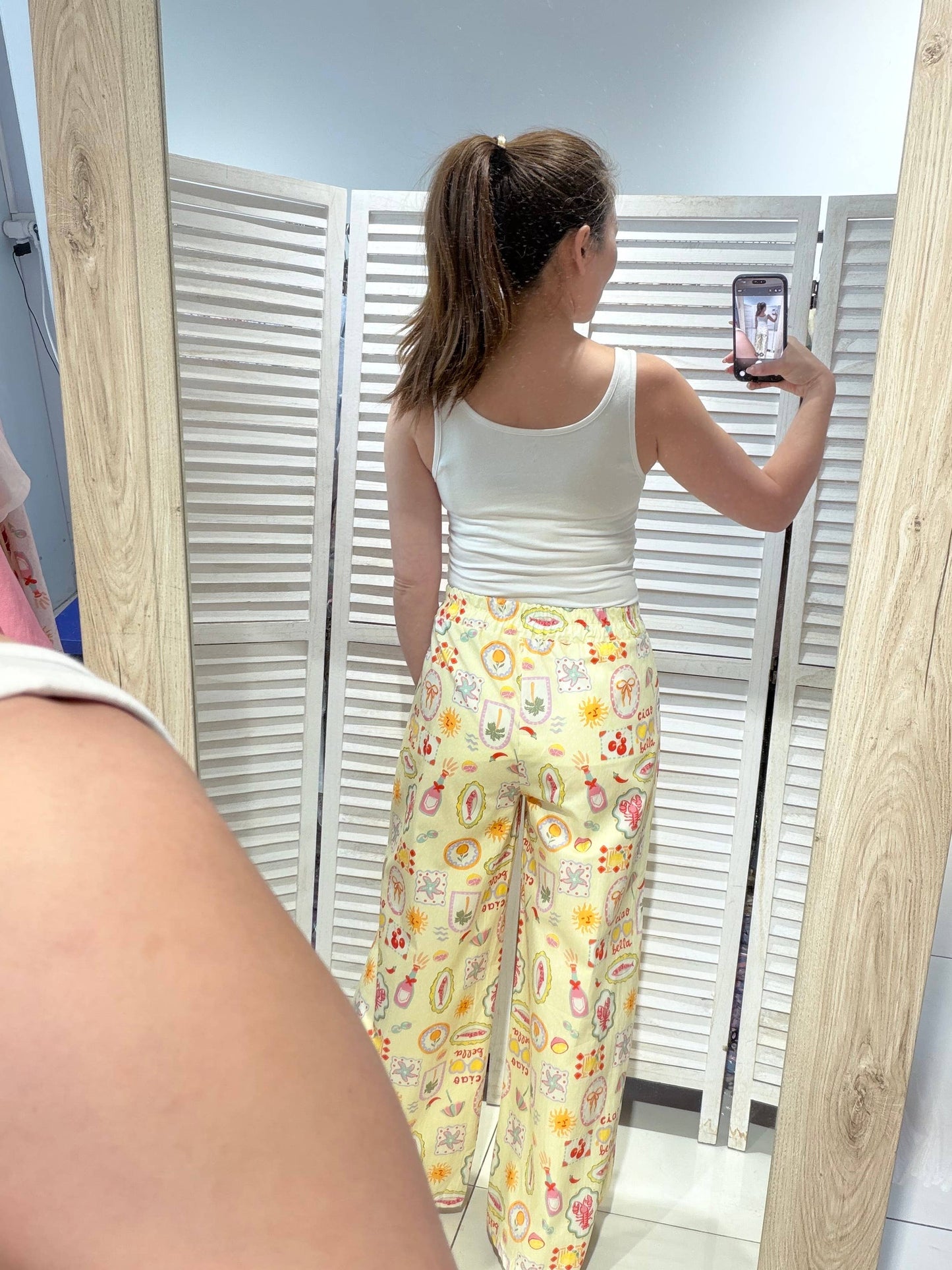 Pantalons imprimés coton: Jaune / TU