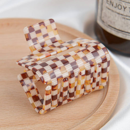 Pince à cheveux carrée en damier