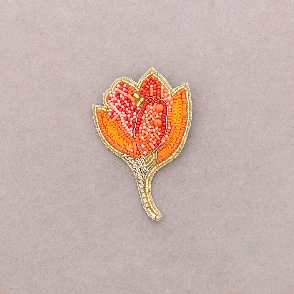 Broche Fleur Perles: Dorado
