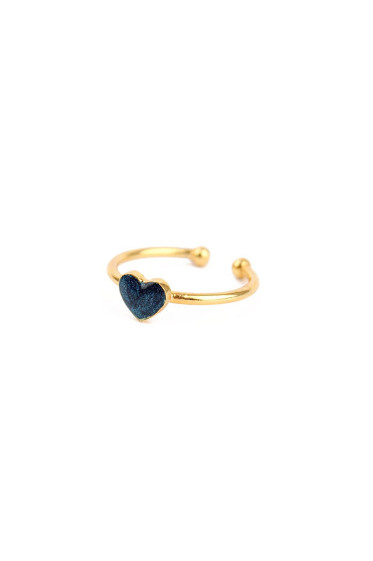 BAGUE CŒUR ÉMAIL BLEU MARINE