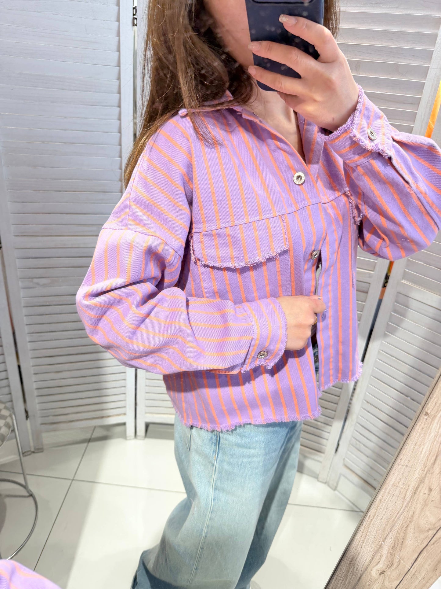 Veste rayée col chemise: Lilas / TU - DupontDupont