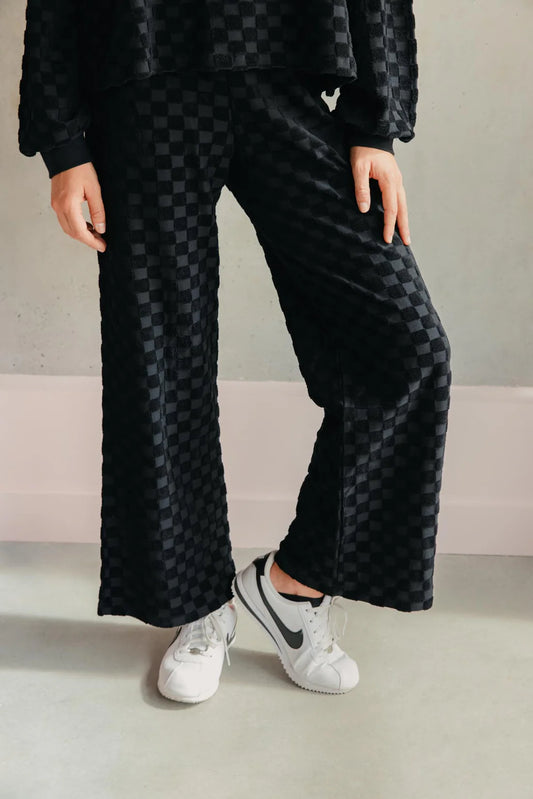 Pantalon Éponge Damier - Noir
