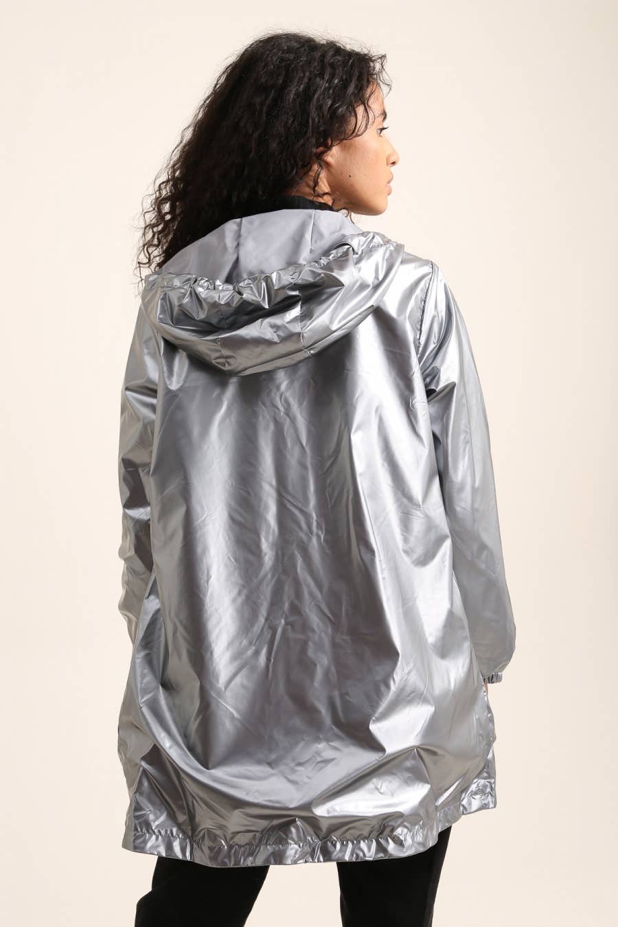 Veste imperméable réversible longue à capuche: Blanc