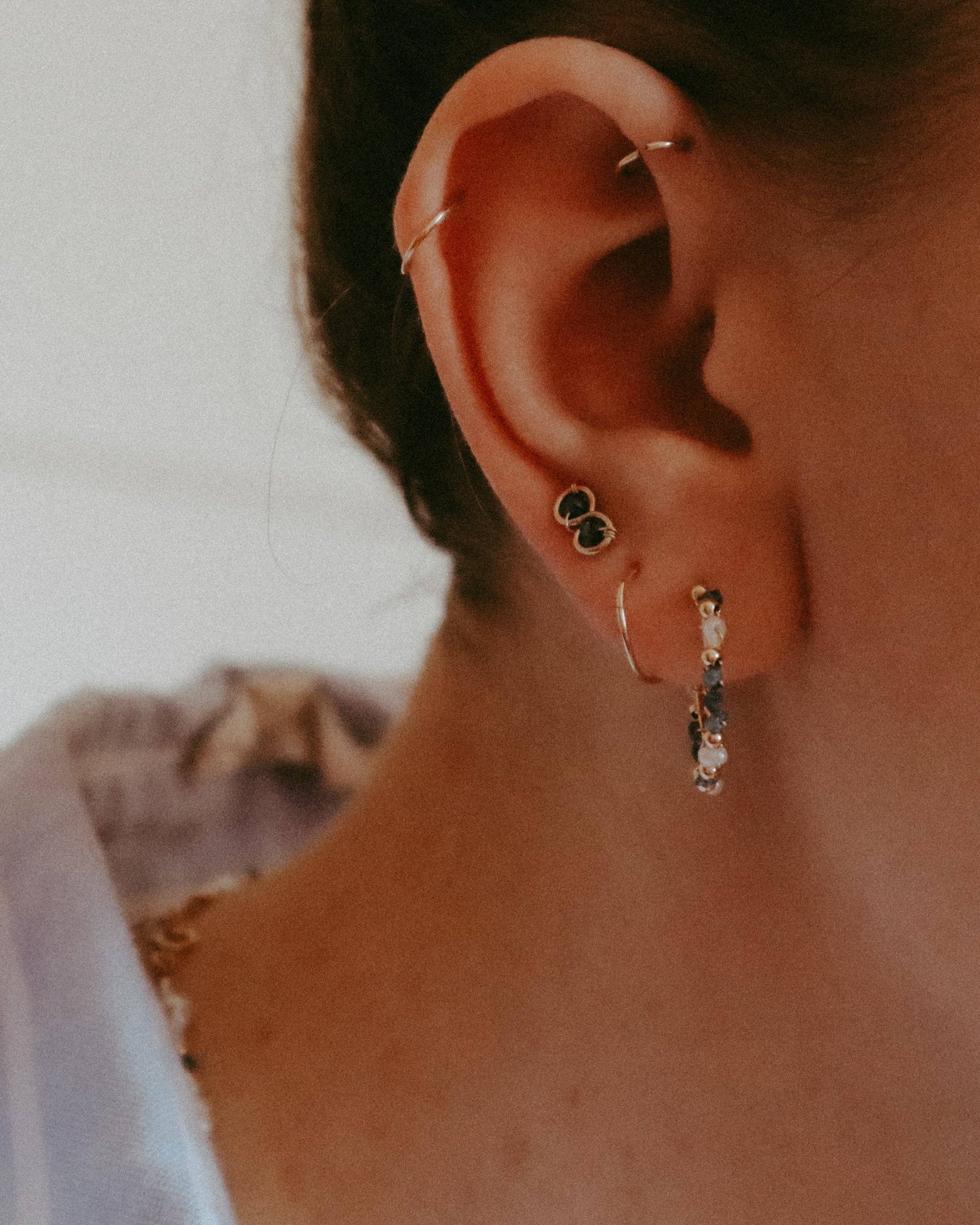 Eden - diamant bleu: Or / Perle de culture / Paire - DupontDupont