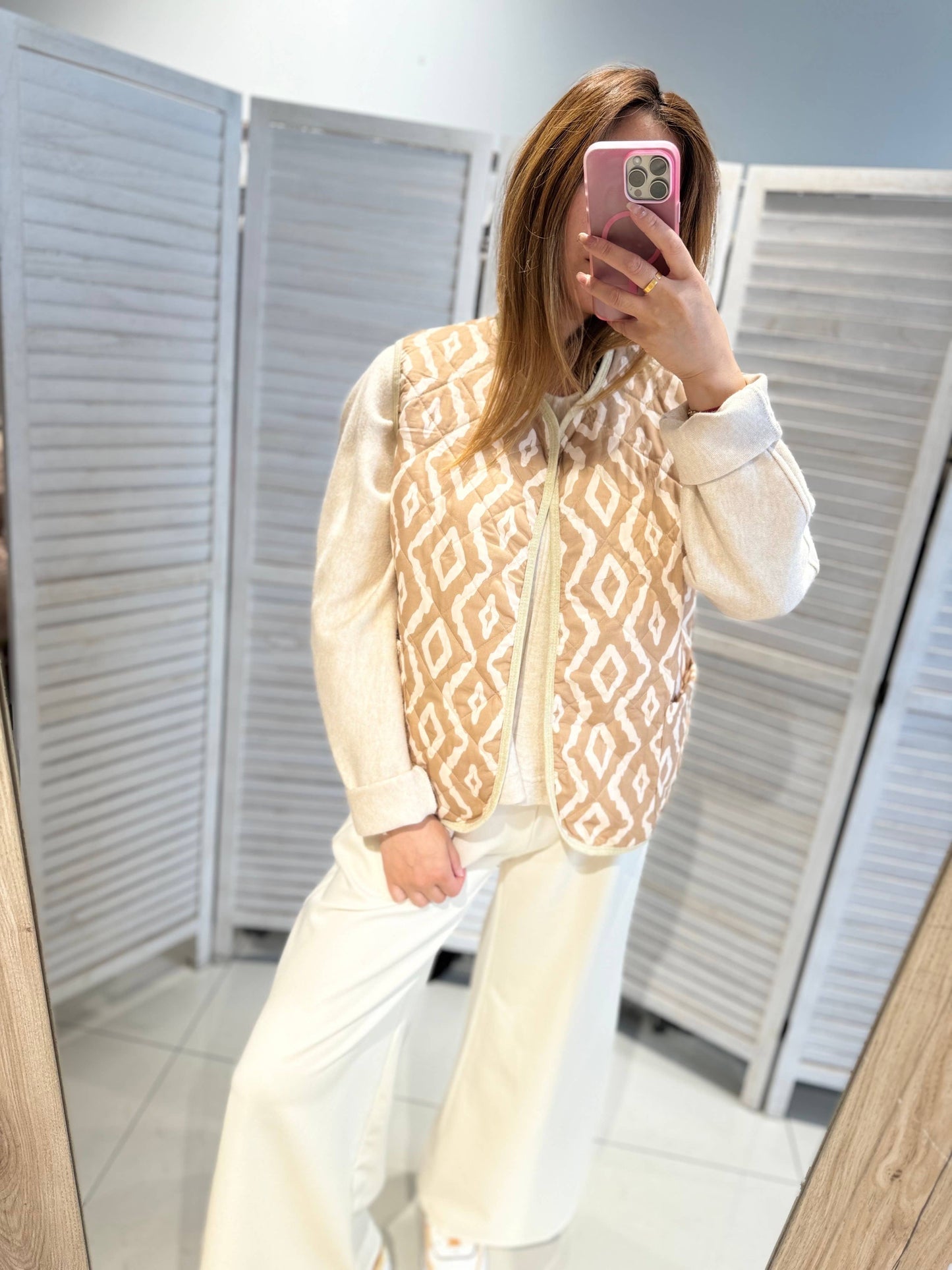 Gilet brodé léger pour femmes - gia044beige