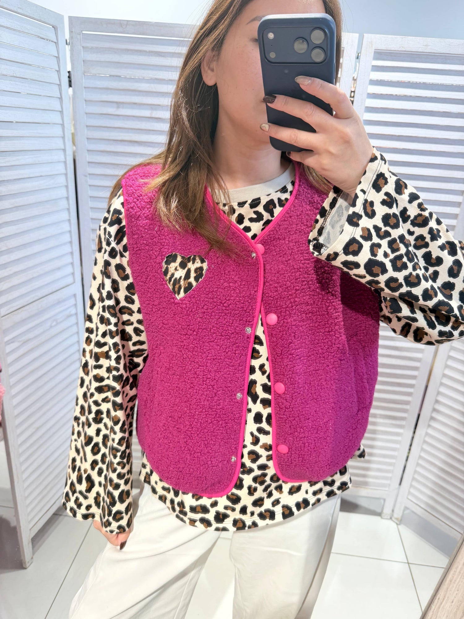 Gilet moumoute motif cœur: Prune / TU - DupontDupont