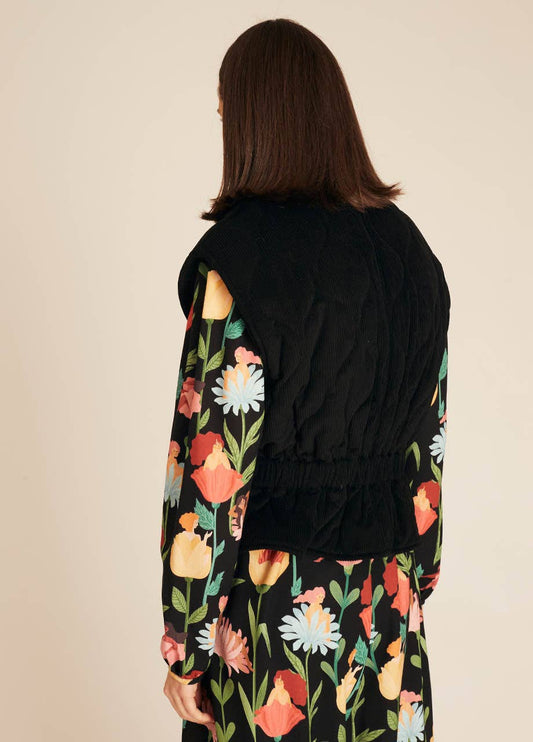 GILET EN VELOURS CÔTELÉ NOIR