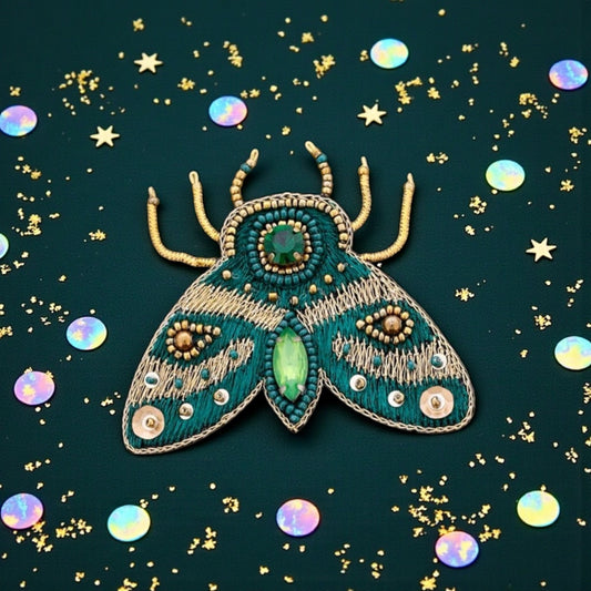 Broche Papillon Paillettes Vert