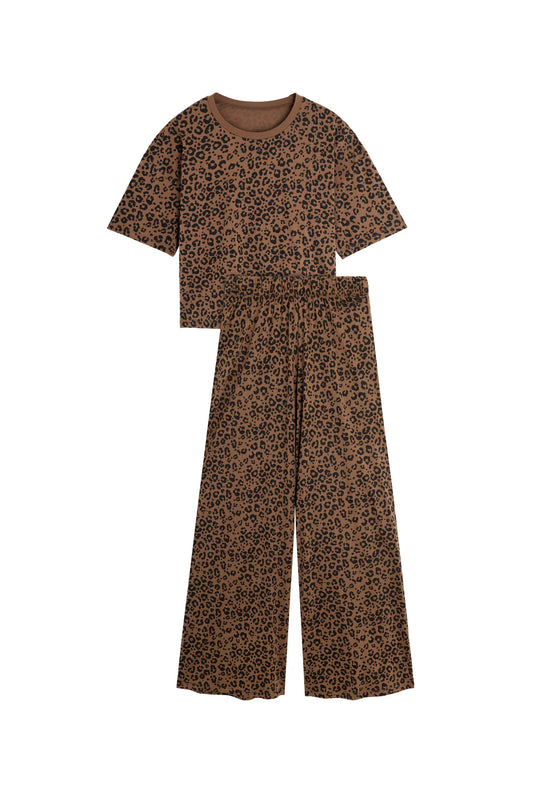 Ensemble long Léopard marron