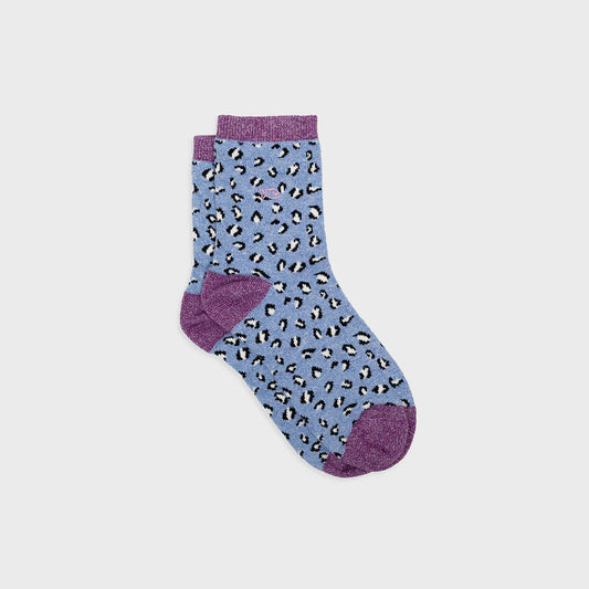 Chaussettes pailletées léopard bleu