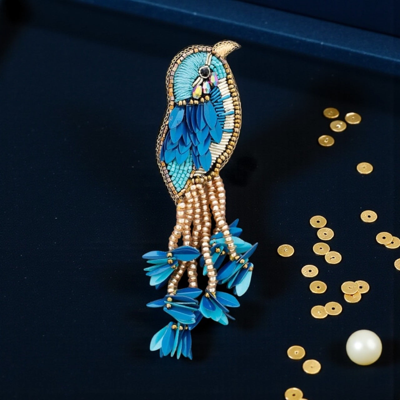 Broche oiseau Azur