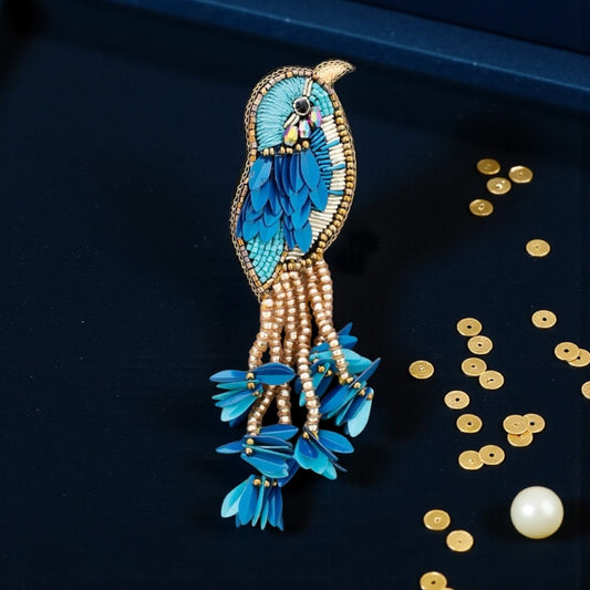 Broche oiseau Azur