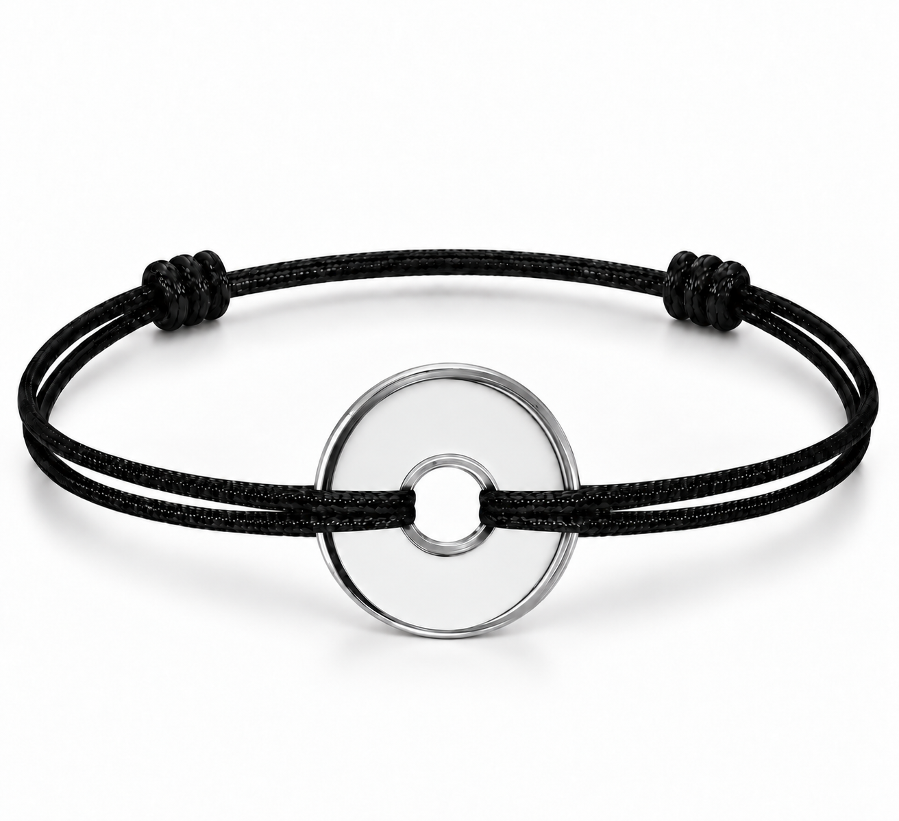 Bracelet cordon Rond Argent