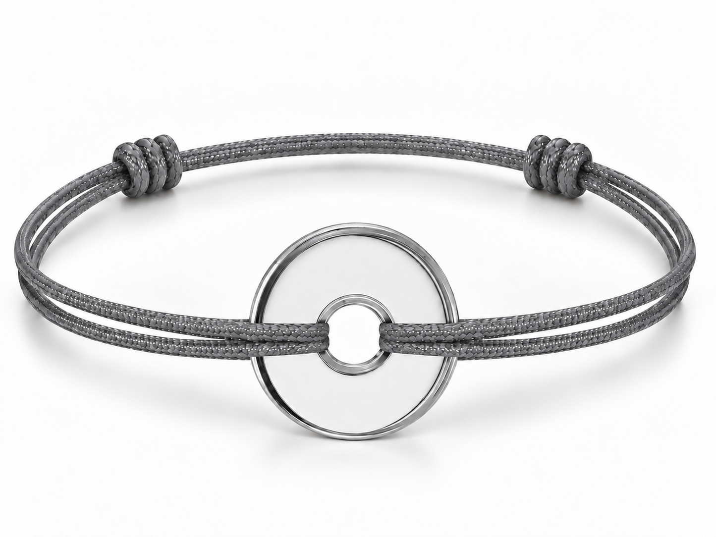 Bracelet cordon Rond Argent