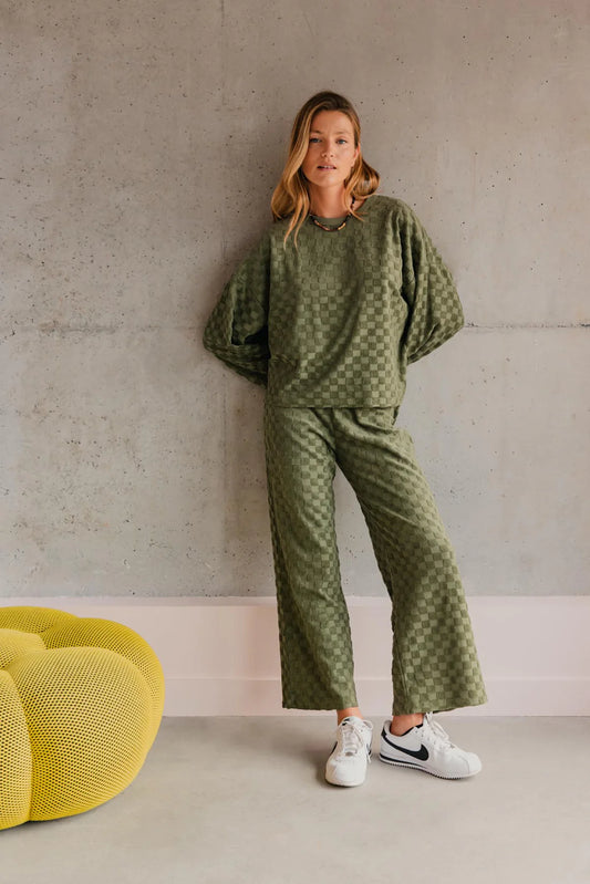 Pantalon Éponge Damier - Kaki