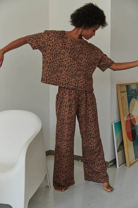 Ensemble long Léopard marron