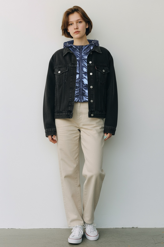 Capuche imperméable réversible : Bleu marine