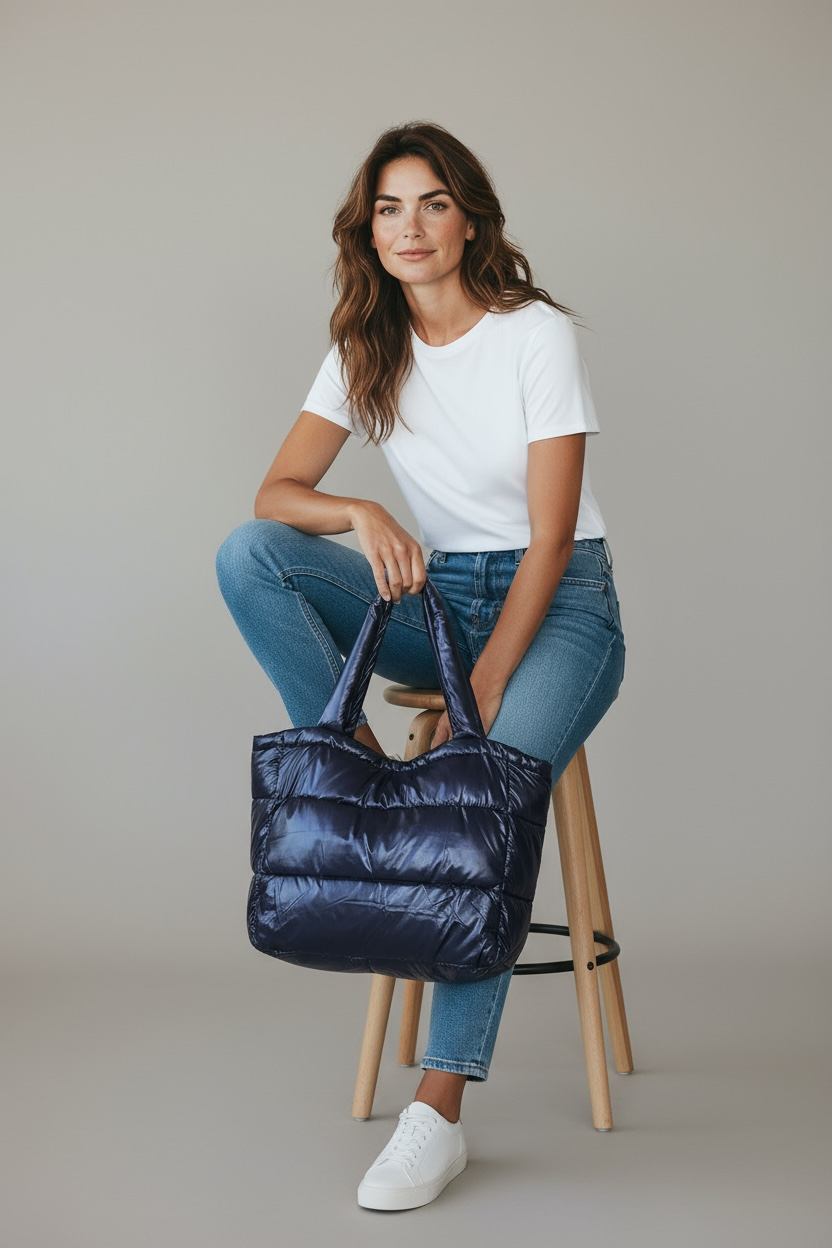 Sac cabas matelassé Bleu