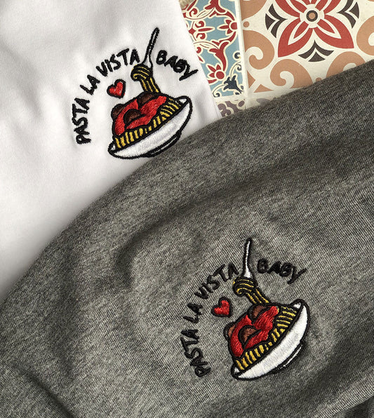 T-shirt brodé Pasta la Vista - blanc