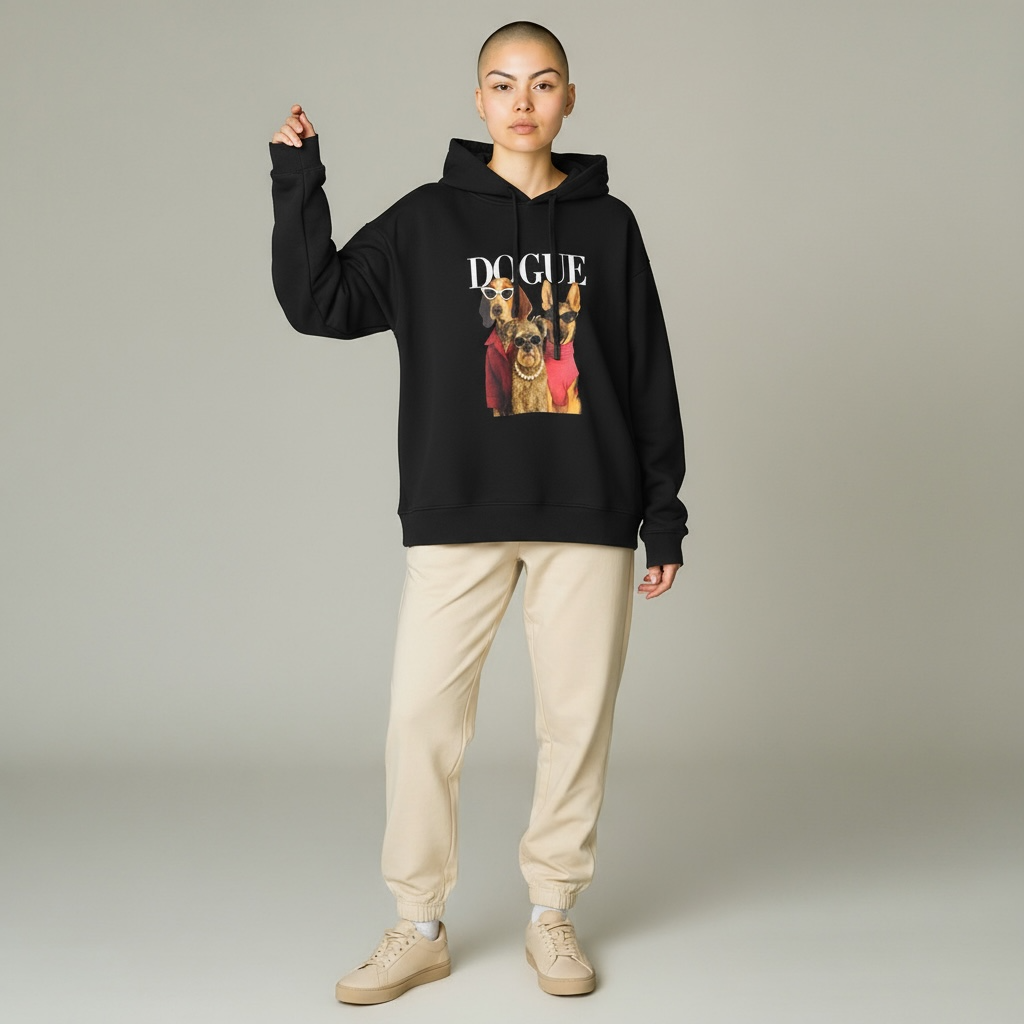 Sweat à capuche motif chiens