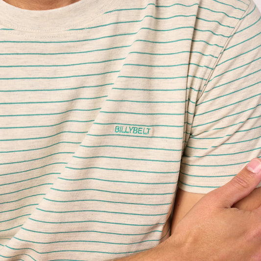 T-shirt Authentique coton bio - beige rayé bleu