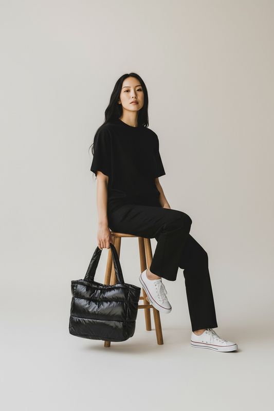 Sac cabas matelassé Noir