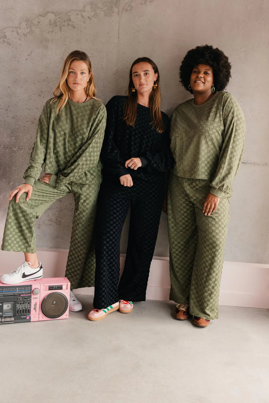 Sweat Éponge Damier - Noir