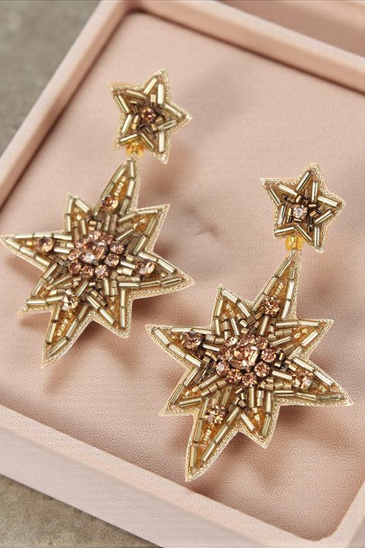 GRANDES BOUCLES D'OREILLES PENDANTES ÉTOILE OR