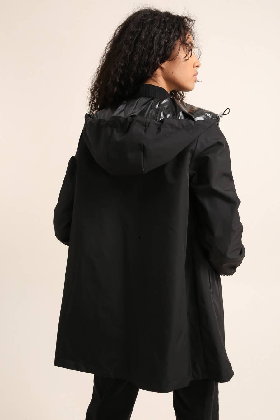 Veste imperméable réversible longue à capuche: Blanc