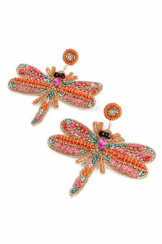 BOUCLE D'OREILLE LIBELLULE ROSE