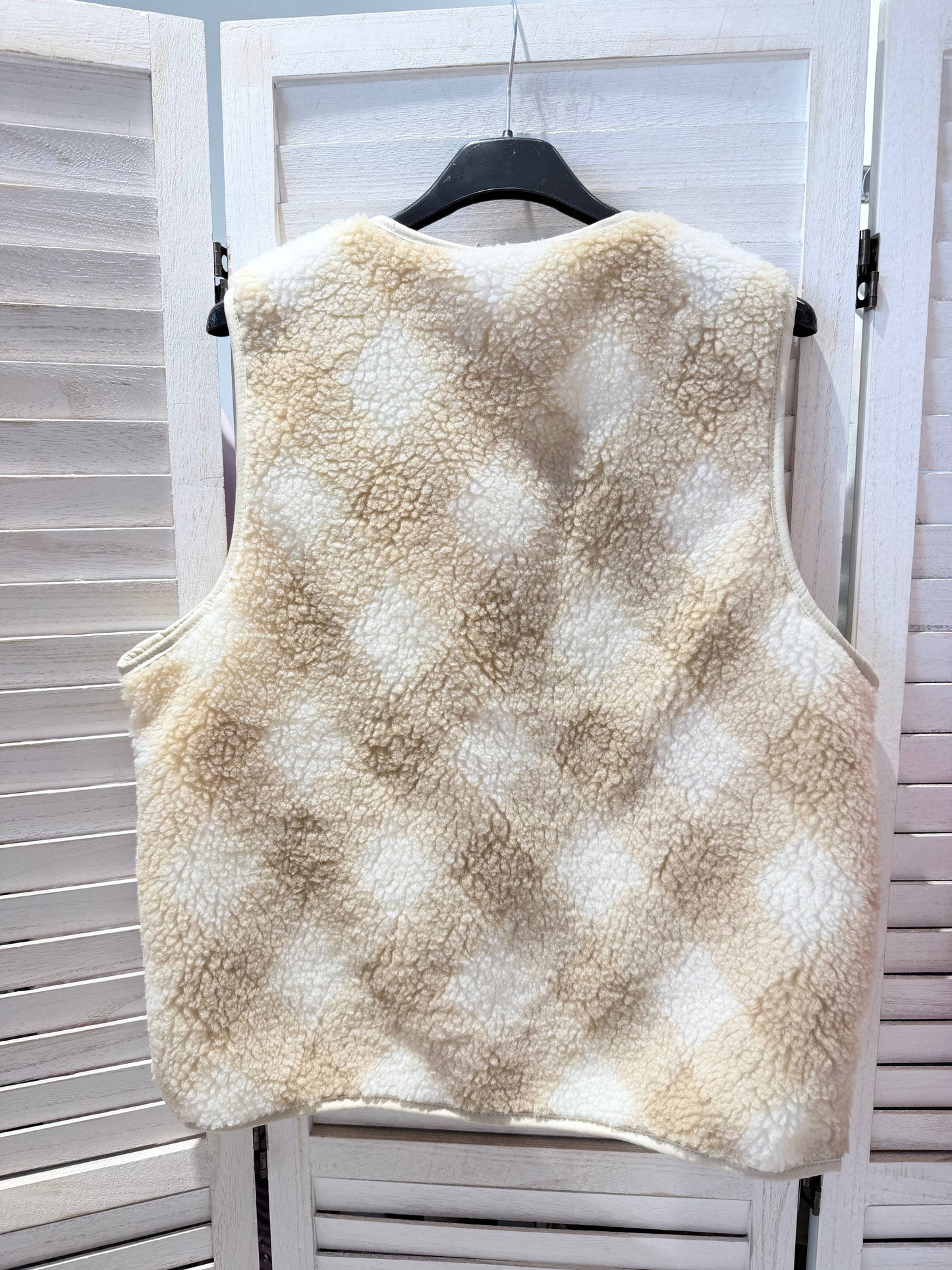 Gilet imprimé carreaux et rayures: Beige / TU