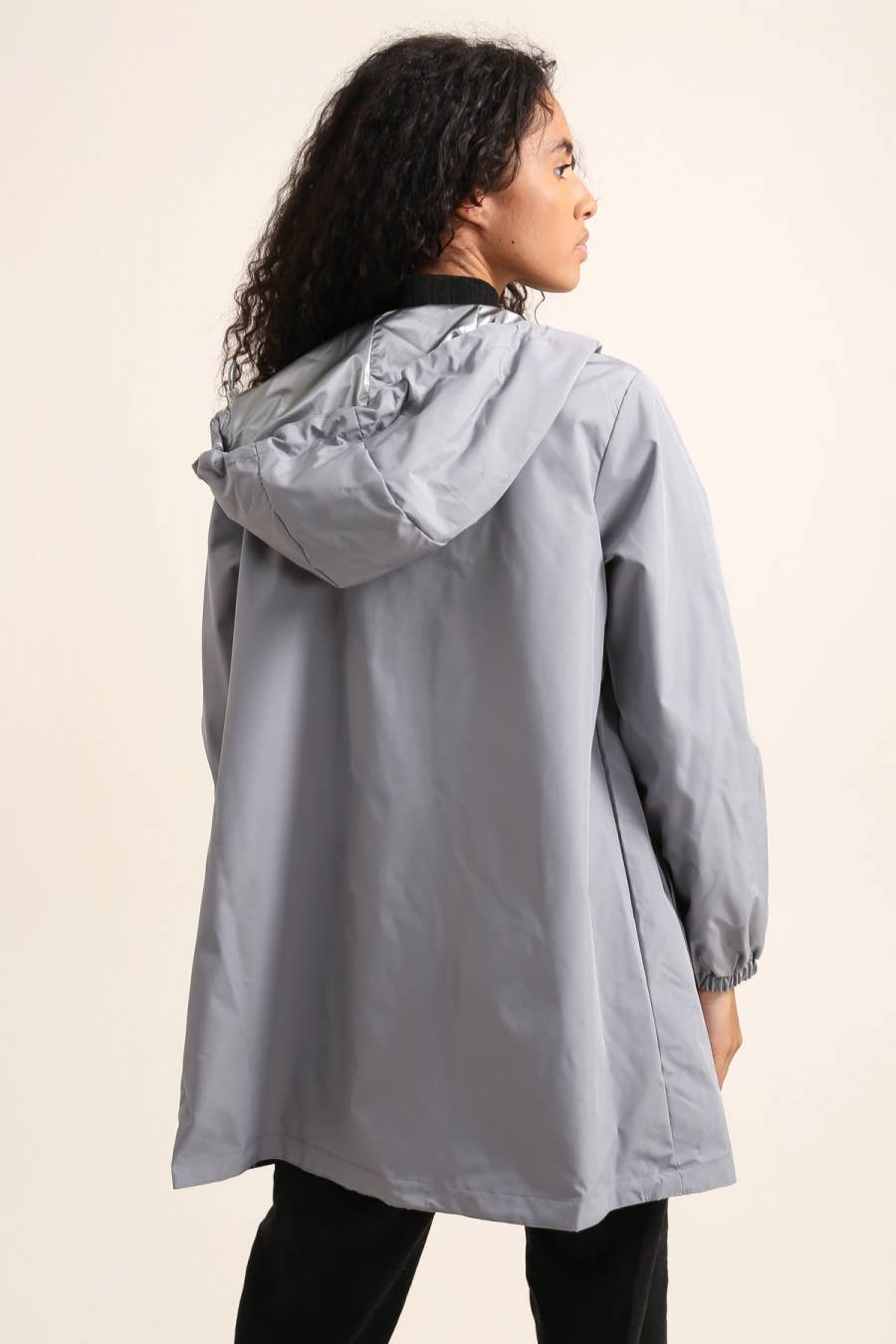 Veste imperméable réversible longue à capuche: Blanc