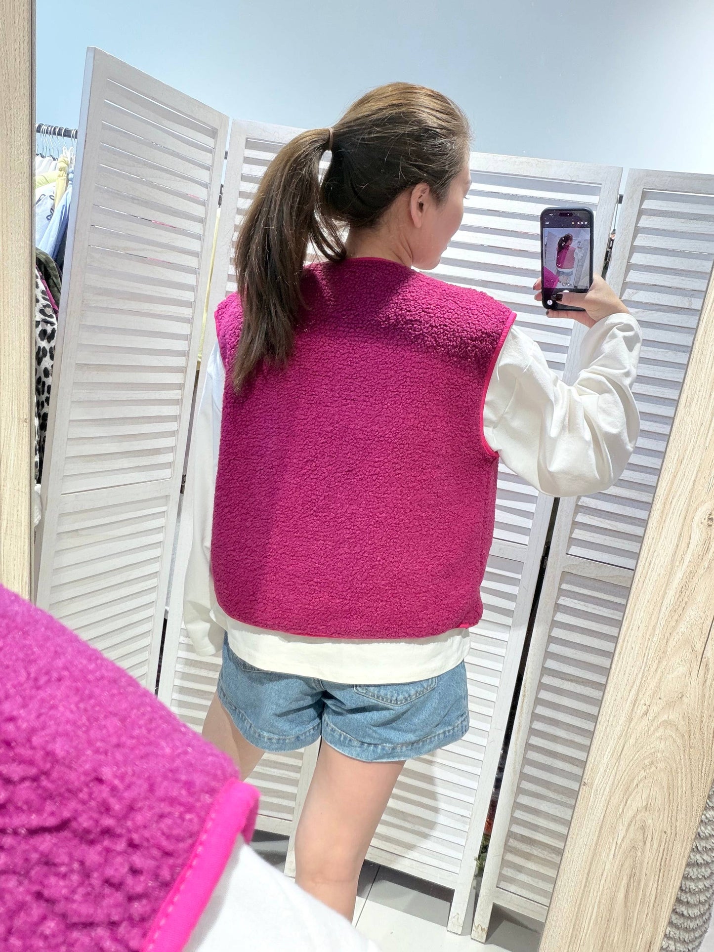 Gilet aspect mouton: Prune / TU