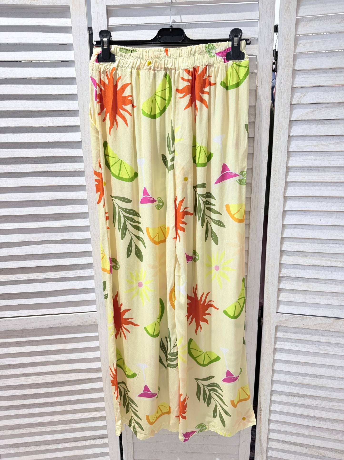 Pantalon fluide imprimé été: Jaune / TU