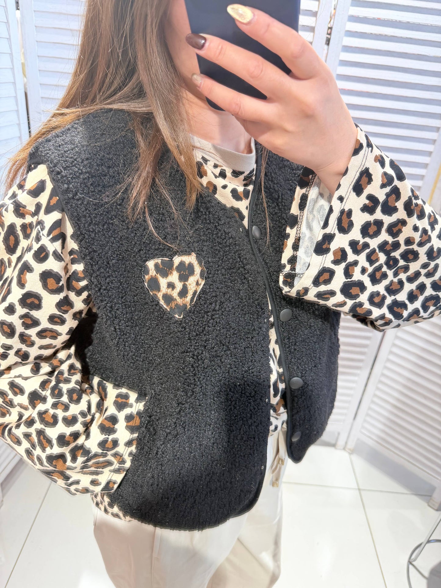Gilet léopard: Noir / TU