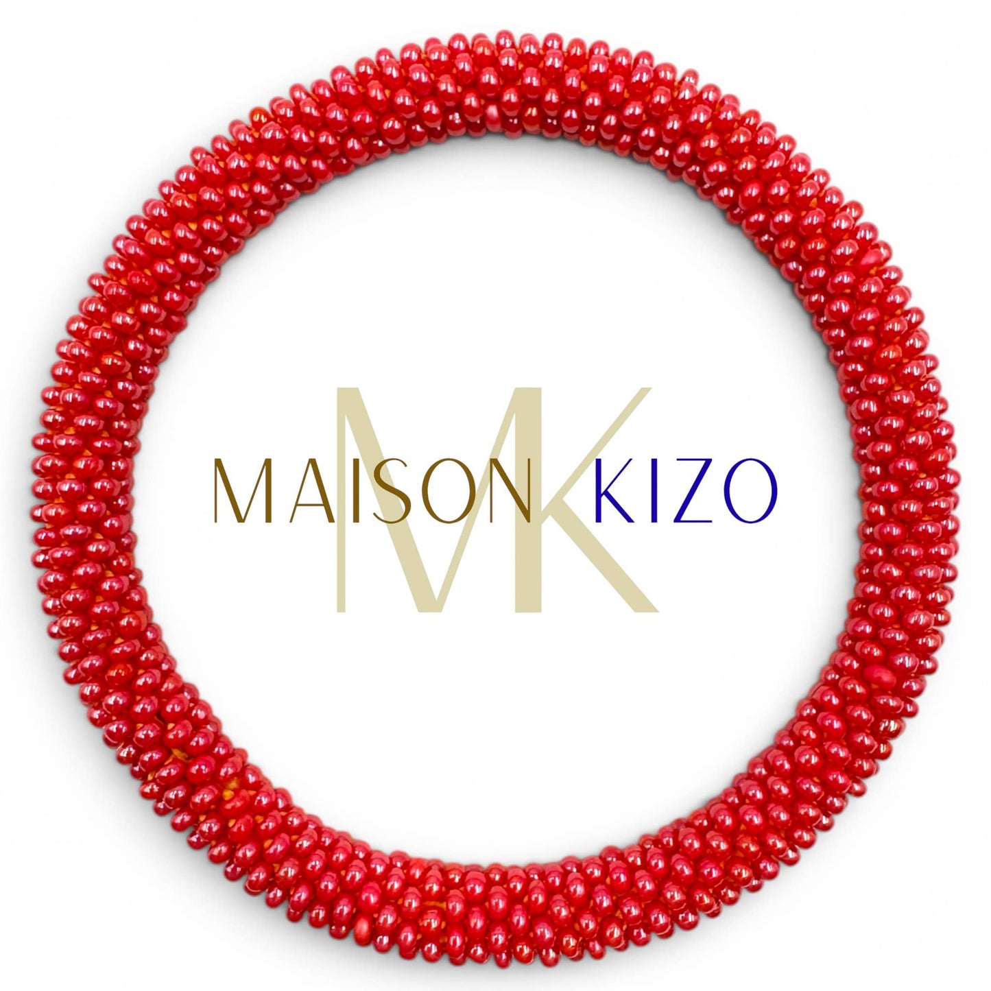 Bracelet népalais Rouge framboise cuivré B49