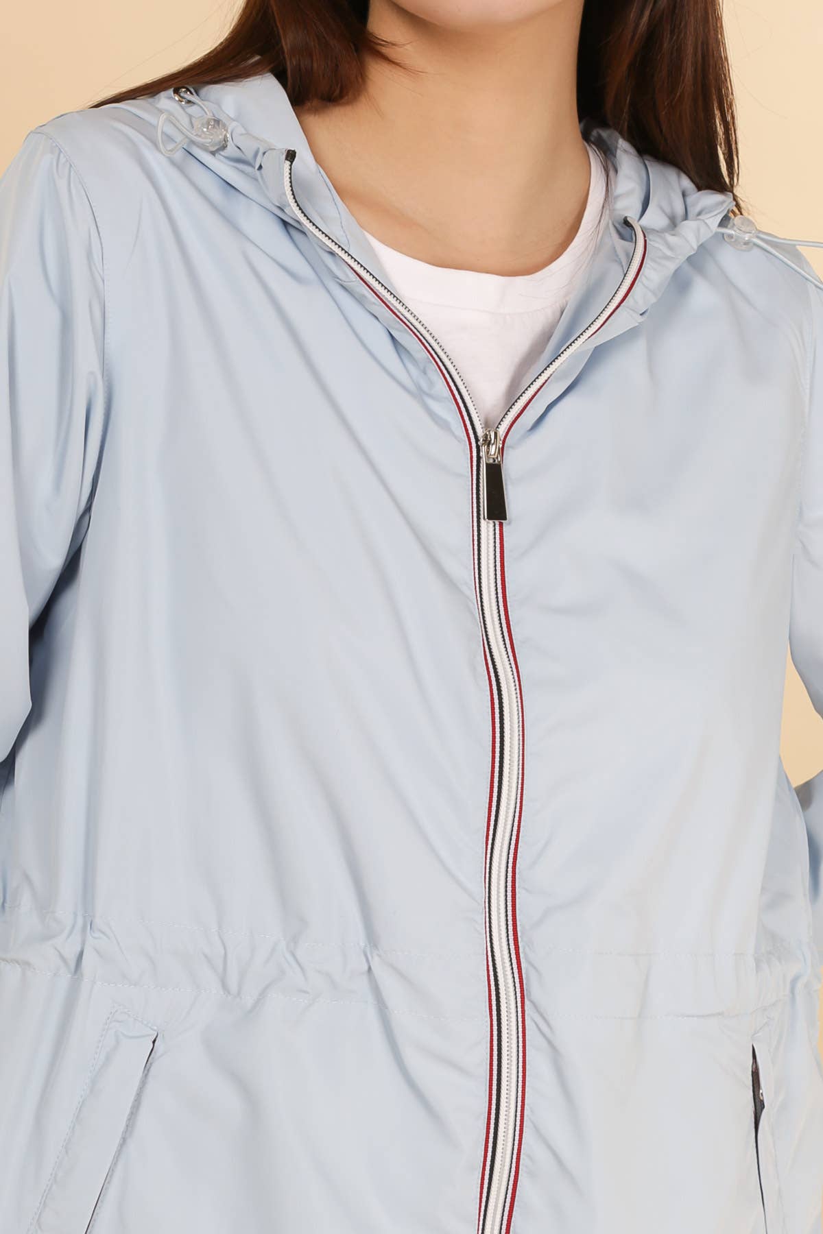 Coupe-vent long mat coupe droit avec zip coloré (empochable): Bleu clair - DupontDupont