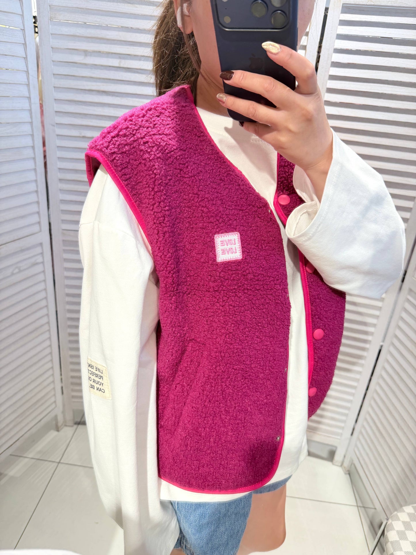 Gilet aspect mouton: Prune / TU