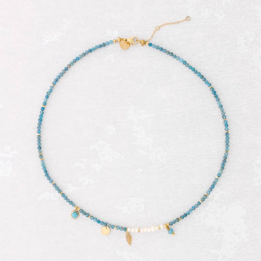 Collier pierres pendentifs Bleu