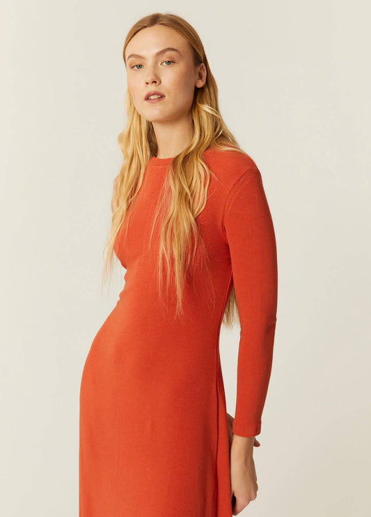 Robe côtelée orange