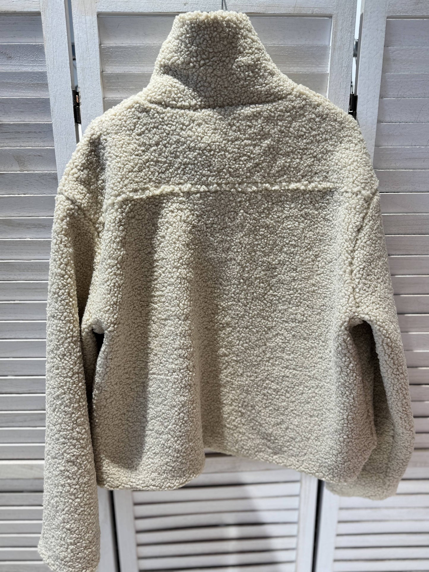 Veste en sherpa à zip: Beige / Taille unique