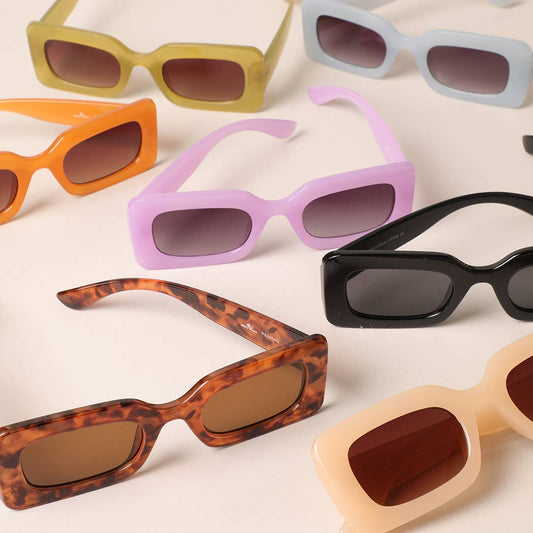 Lunettes de soleil rectangulaires audacieuses pour femmes: 12 COULEURS ASSORTIES / Taille unique